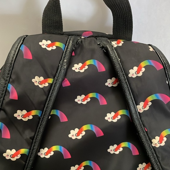 Black Backpack w/ Two Compartments for Books/Laptop, Rainbow/Cloud Pattern - Picture 10 of 13